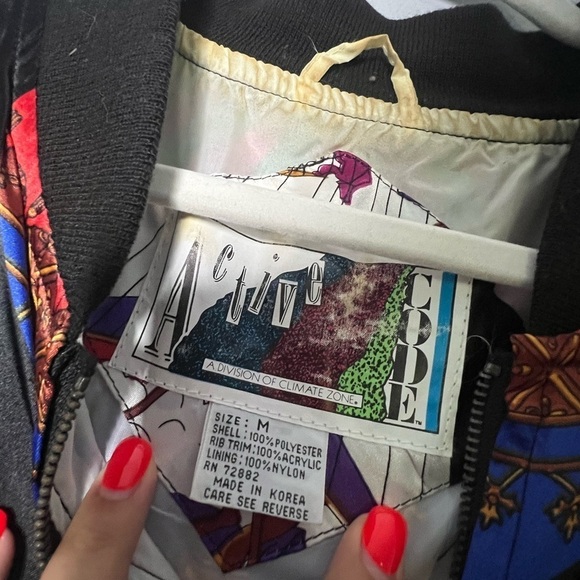 Vintage 80s Active Code Hot Air Balloon Artsy Windbreaker Medium - Picture 6 of 7